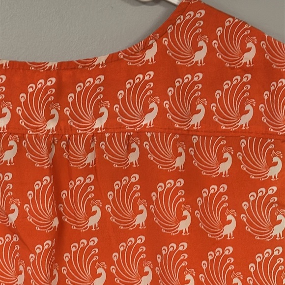 Oat+Fawn Women's Orange & White Sleeveless Super Cute Peacock Top in Size L - Picture 6 of 8